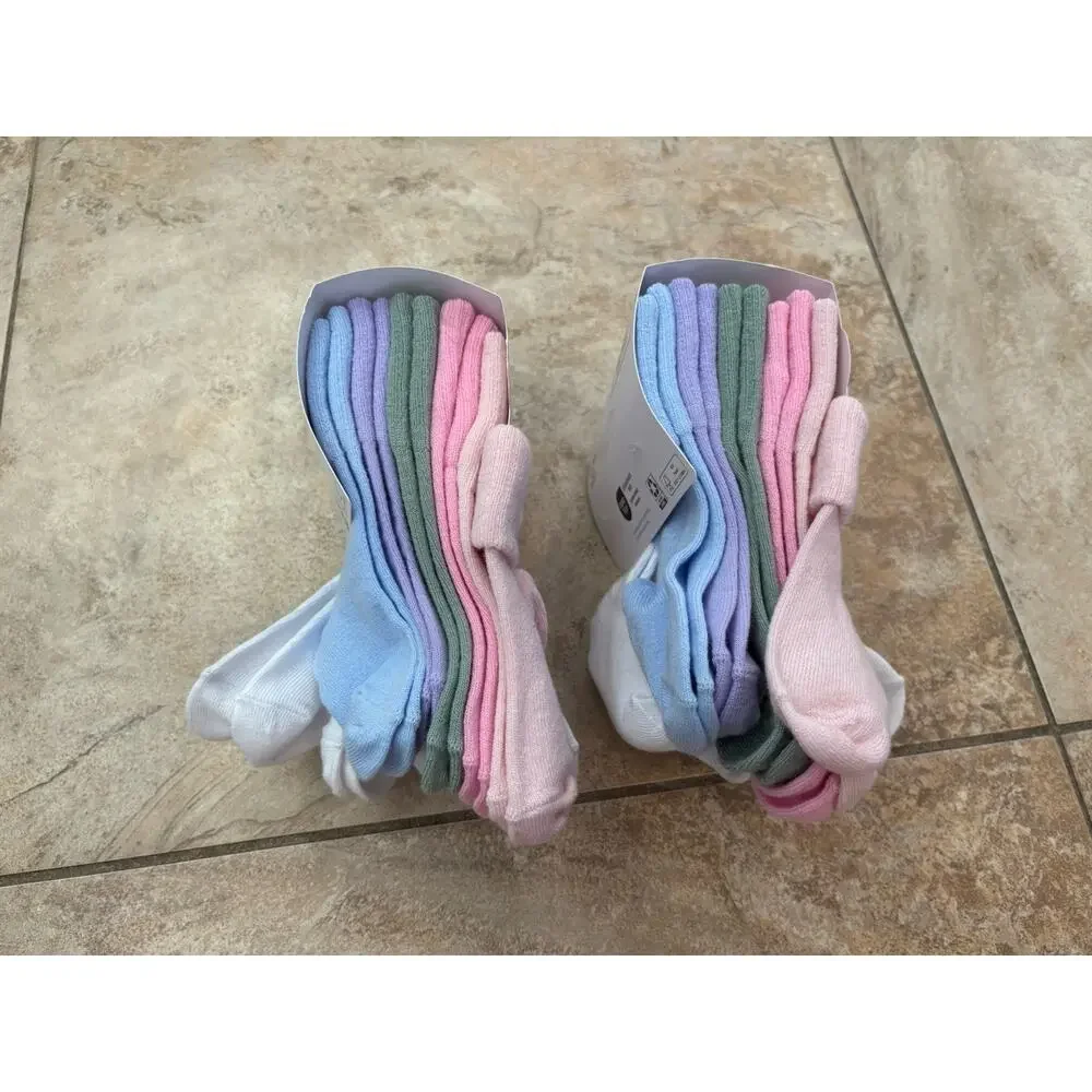 Lot Of 2 Wonder Nation Toddler Socks 10 Pair/Pack 6-18M Pastel‎ Colors NWT